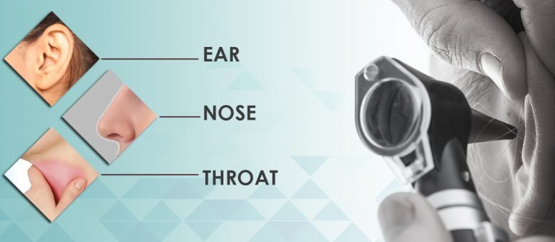 ENT specialist examining a patient’s ear with focus on ear, nose, and throat healthcare.
